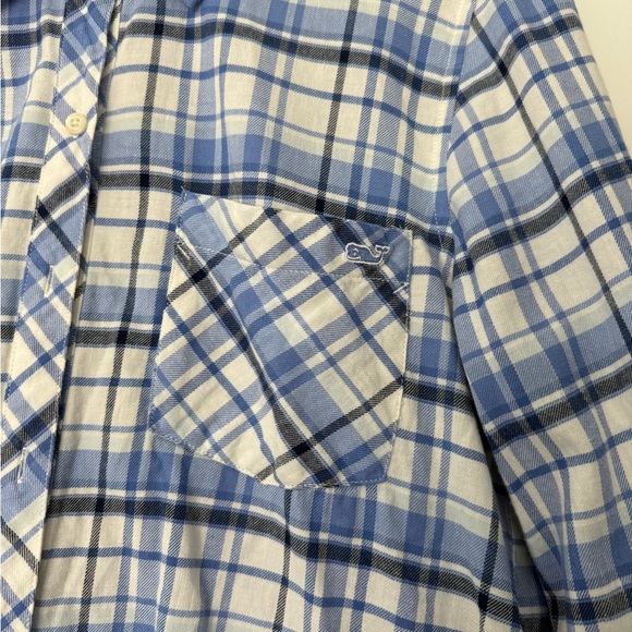 Vineyard Vines Women's Blue and White Checkered Button Down Shirt - Picture 2 of 4